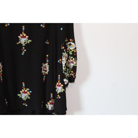 Free People Oxford Black Embroidered Swing Dress Gauzy Cutout Size Small H14117 - Picture 4 of 12